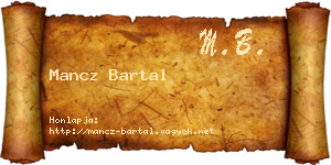 Mancz Bartal névjegykártya